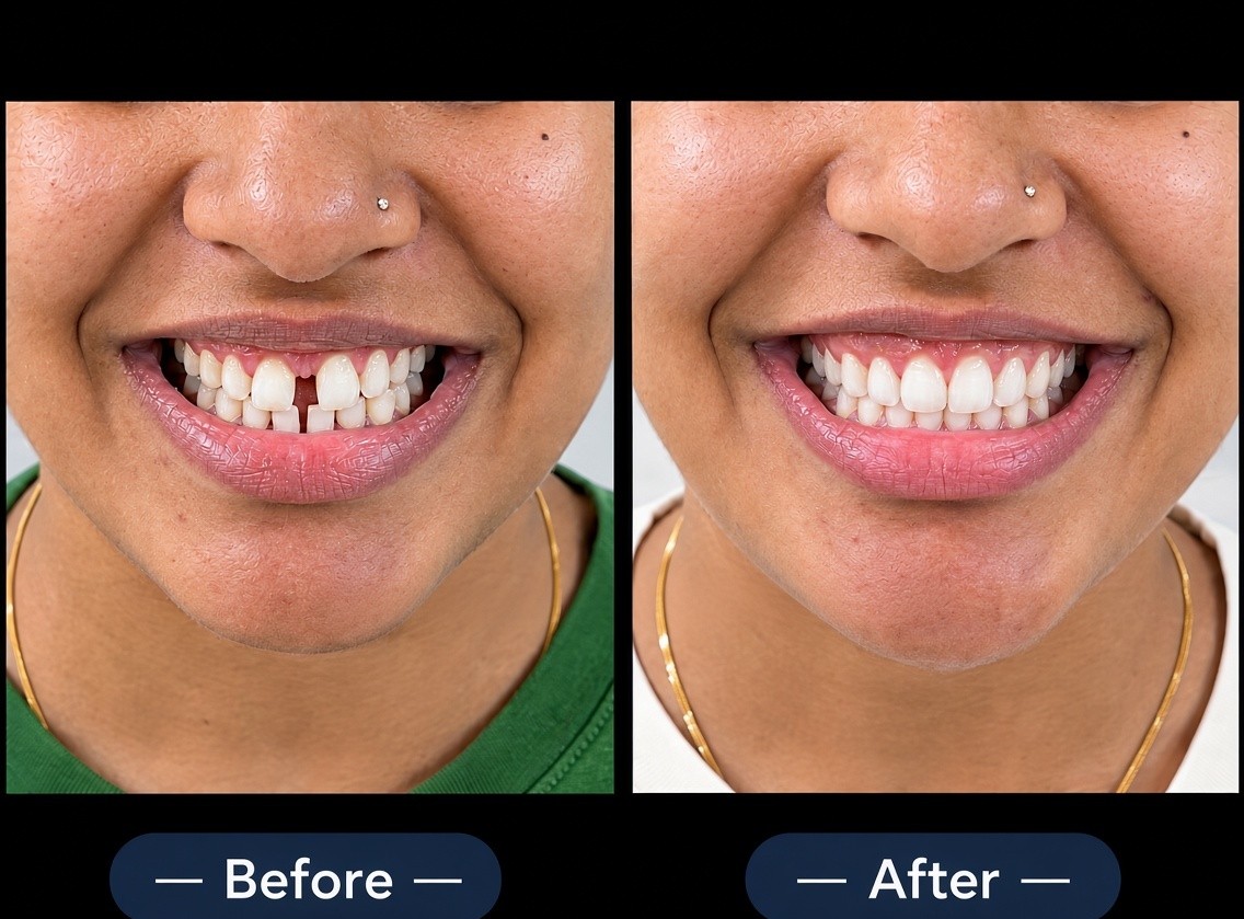 Before and after Invisalign clear aligner treatment
